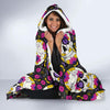 sugar skull Floral Pattern Hooded Blanket-JORJUNE.COM