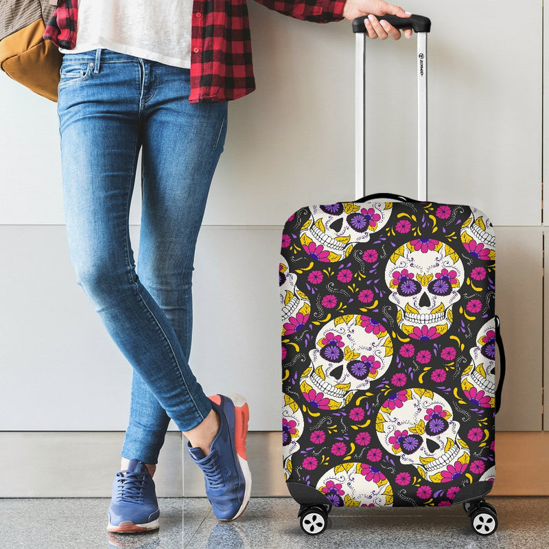 sugar skull Floral Pattern Luggage Cover Protector