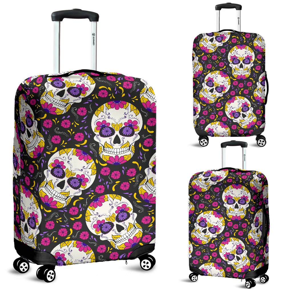 sugar skull Floral Pattern Luggage Cover Protector