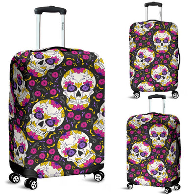 sugar skull Floral Pattern Luggage Cover Protector