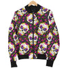 Sugar Skull Floral Pattern Men Casual Bomber Jacket