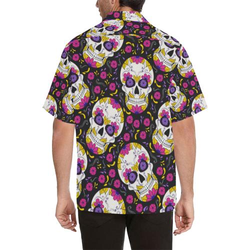 sugar skull Floral Pattern Men Hawaiian Shirt