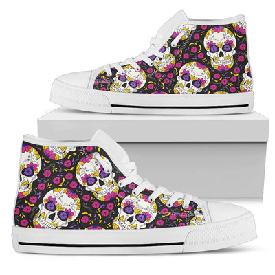 sugar skull Floral Pattern Men High Top Shoes