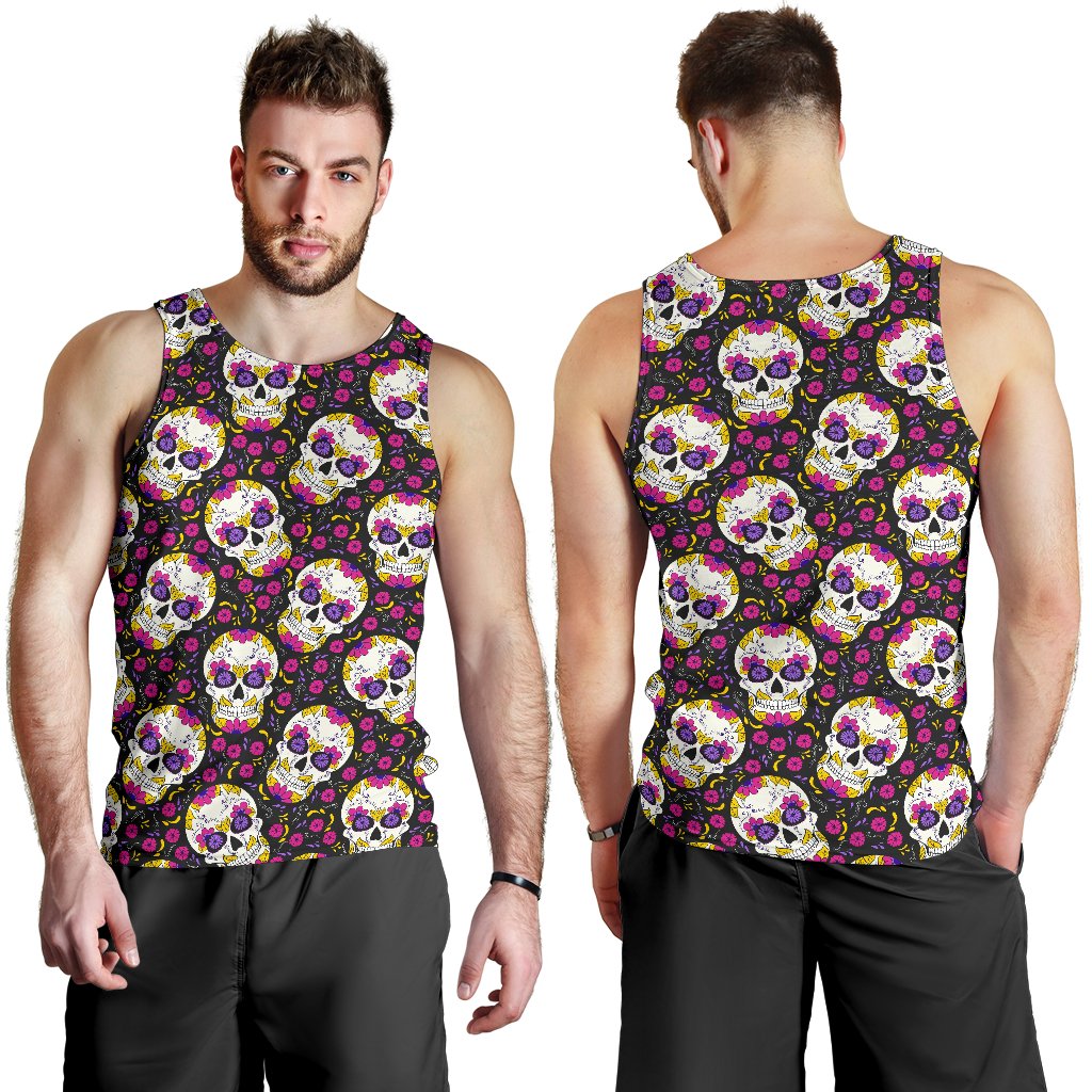 sugar skull Floral Pattern Men Tank Top