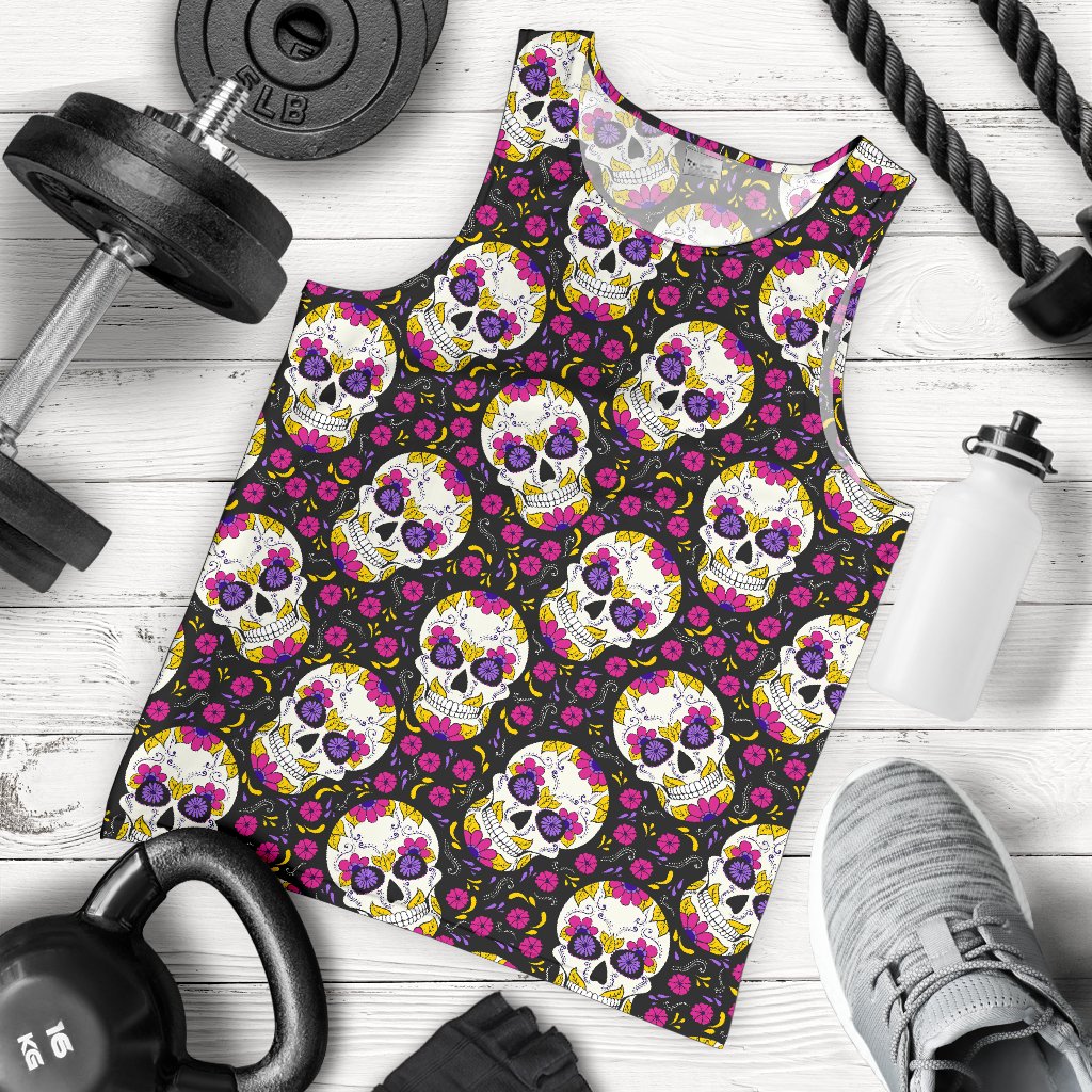 sugar skull Floral Pattern Men Tank Top