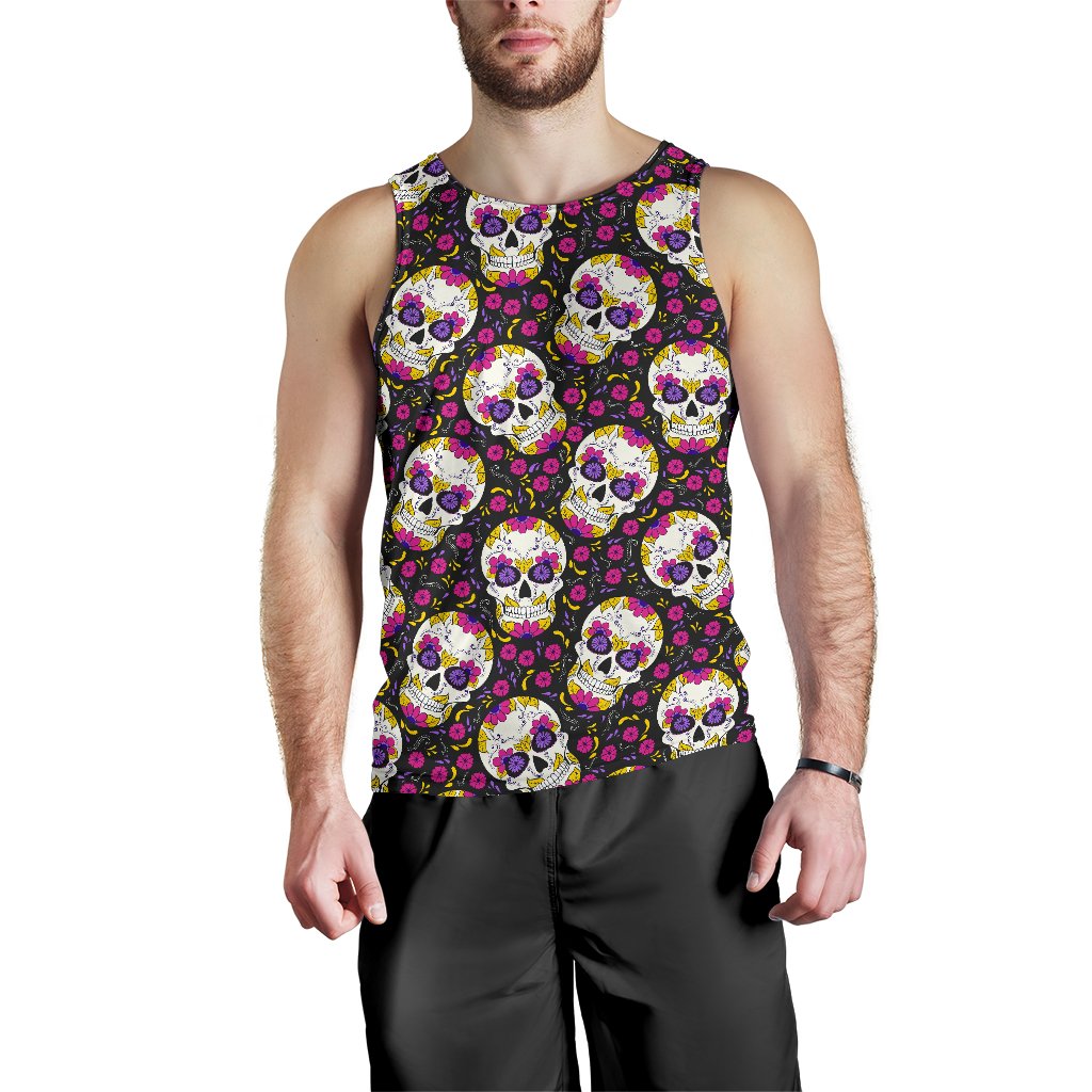 sugar skull Floral Pattern Men Tank Top