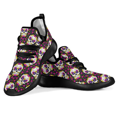 sugar skull Floral Pattern Mesh Knit Sneakers Shoes