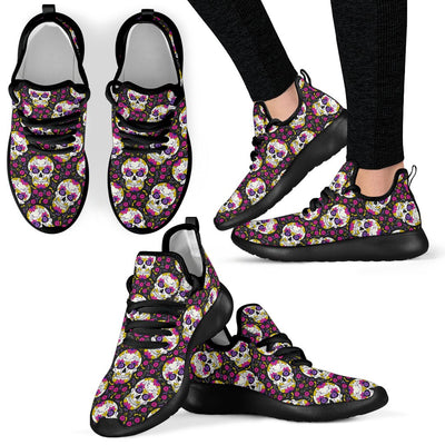 sugar skull Floral Pattern Mesh Knit Sneakers Shoes