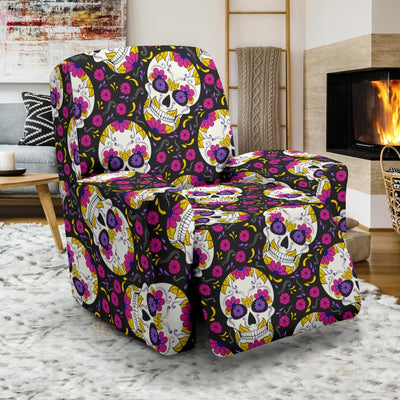 sugar skull Floral Pattern Recliner Slipcover-JORJUNE.COM