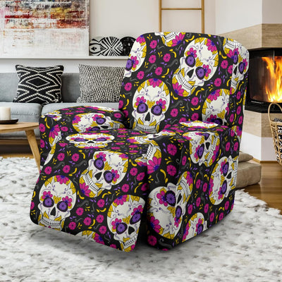 sugar skull Floral Pattern Recliner Slipcover-JORJUNE.COM