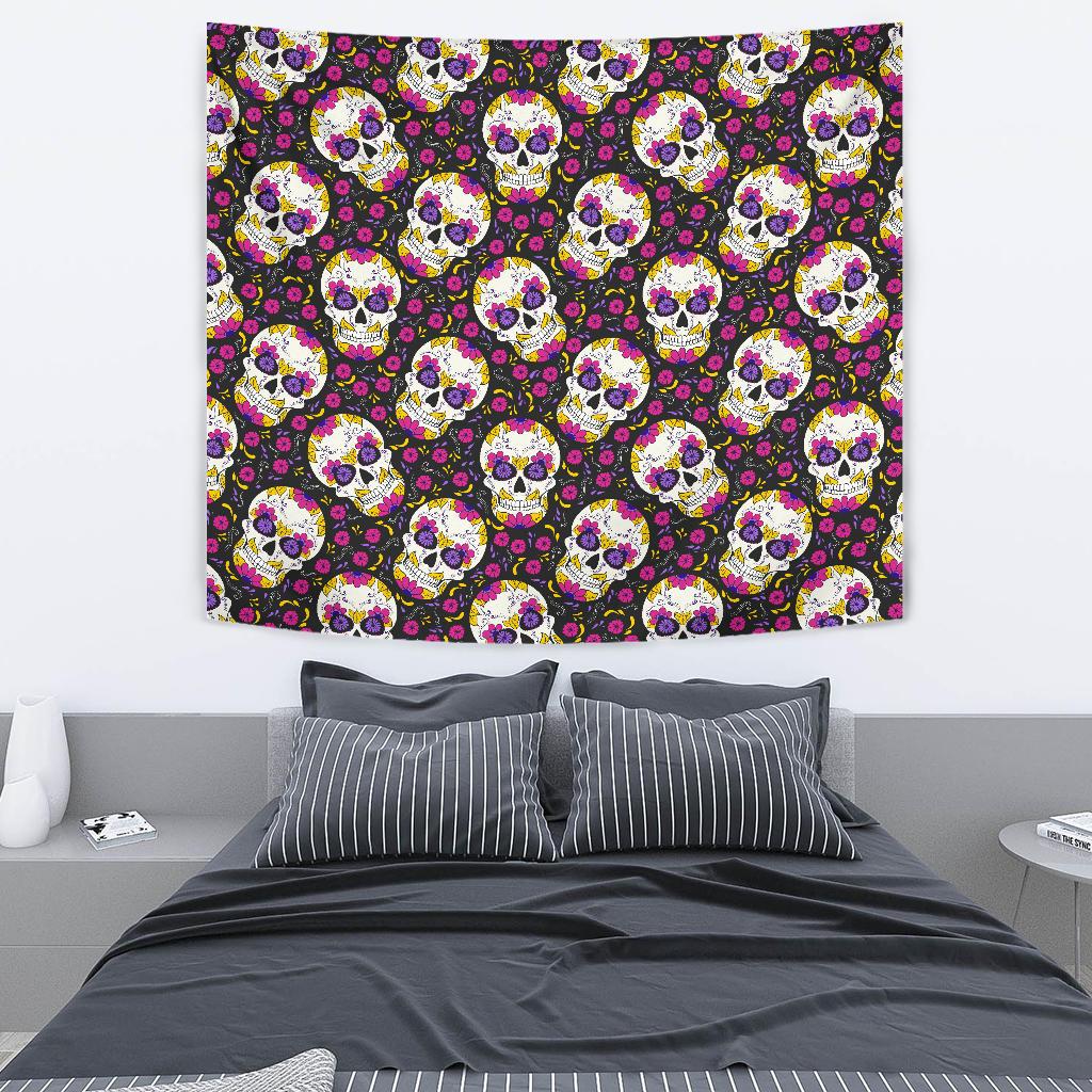 sugar skull Floral Pattern Tapestry