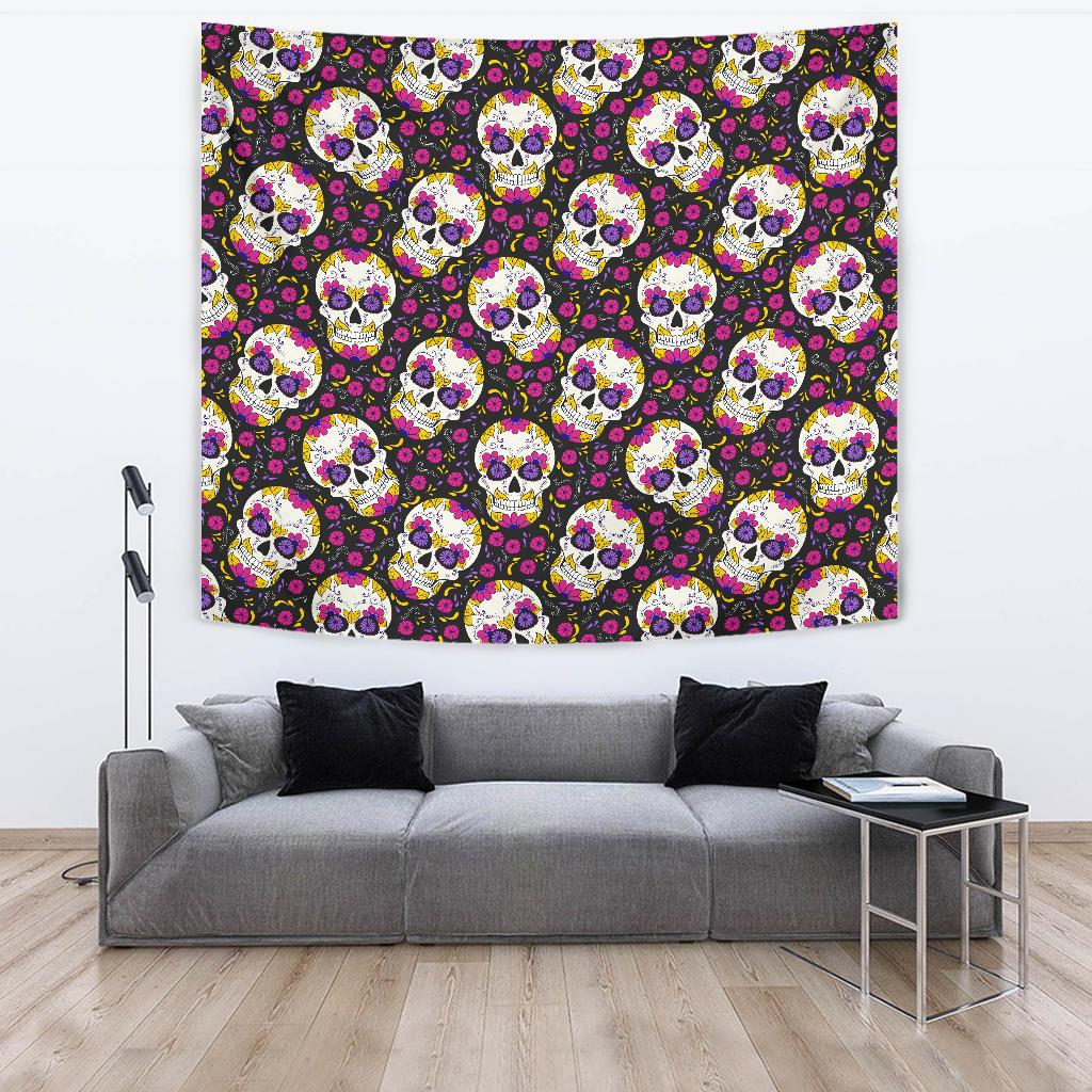 sugar skull Floral Pattern Tapestry