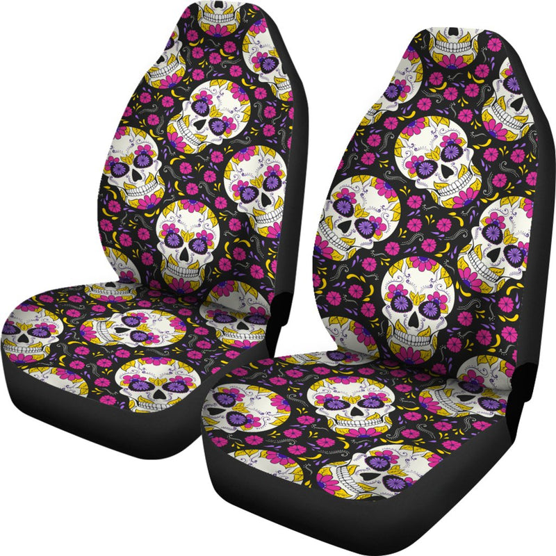 Sugar Skull Floral Pattern Universal Fit Car Seat Covers