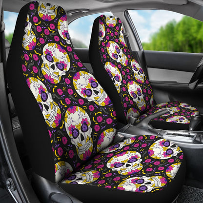Sugar Skull Floral Pattern Universal Fit Car Seat Covers