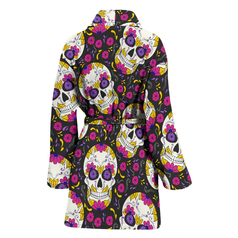 sugar skull Floral Pattern Women Bath Robe