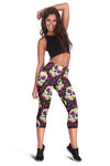 Sugar Skull Floral Pattern Women Capris