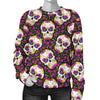 Sugar Skull Floral Pattern Women Crewneck Sweatshirt