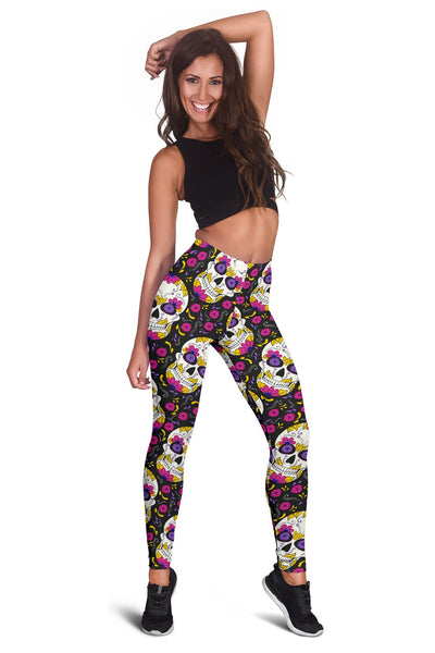 Sugar Skull Floral Pattern Women Leggings