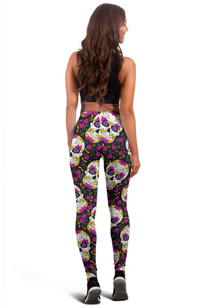 Sugar Skull Floral Pattern Women Leggings