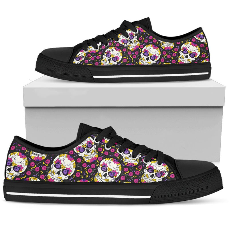 sugar skull Floral Pattern Women Low Top Shoes