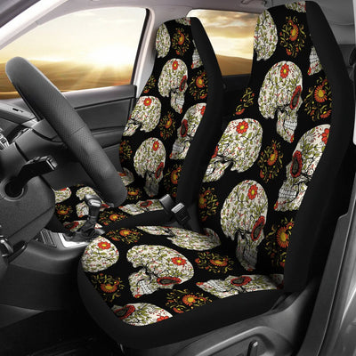 Sugar Skull Flower Design Themed Print Universal Fit Car Seat Covers-JorJune