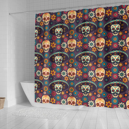 Sugar Skull Maxi Can Pattern Shower Curtain