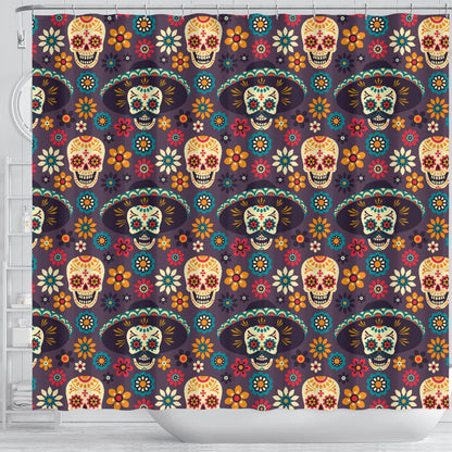 Sugar Skull Maxi Can Pattern Shower Curtain