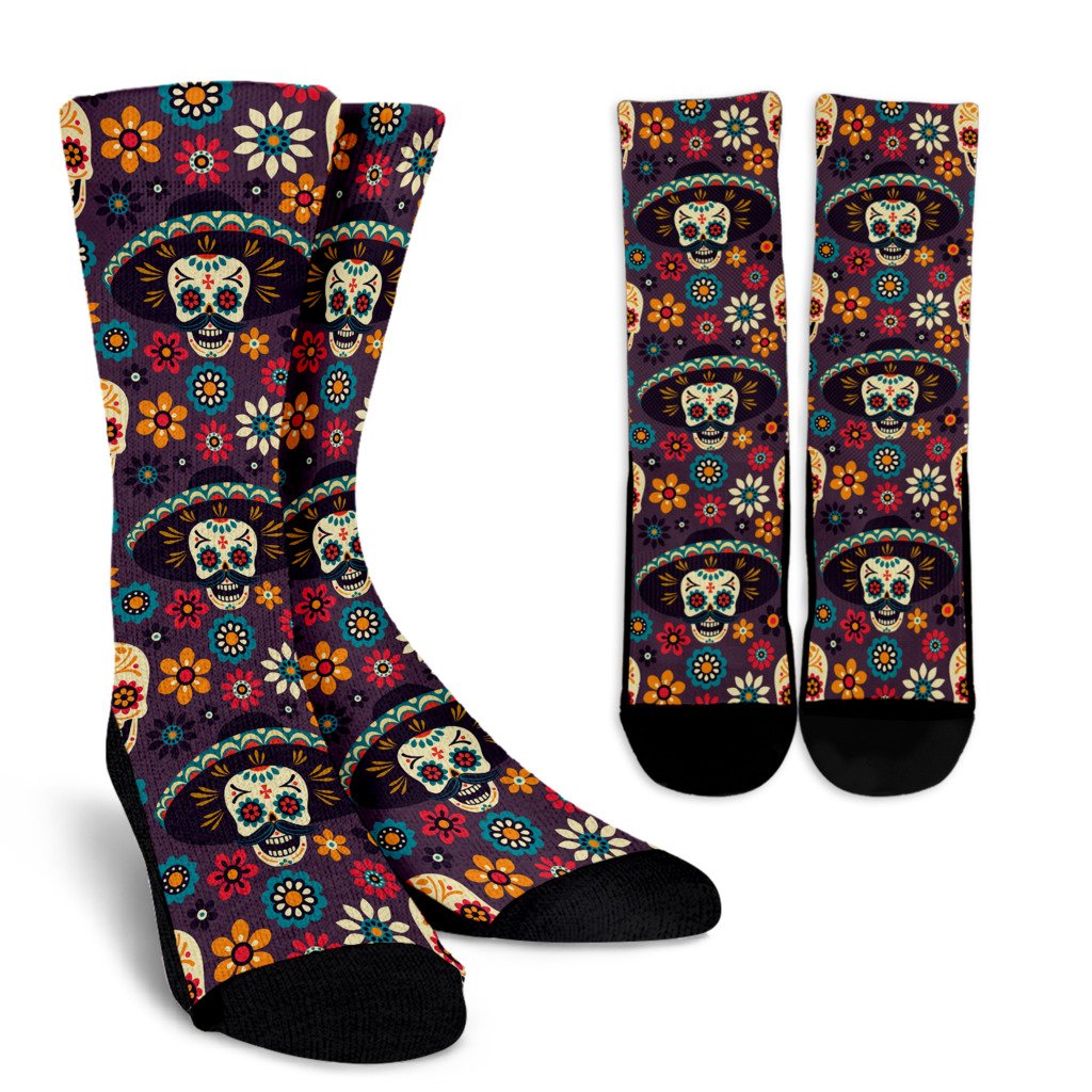 sugar skull Maxican Pattern Crew Socks