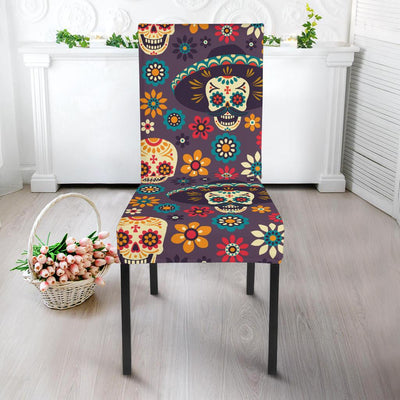 sugar skull Maxican Pattern Dining Chair Slipcover-JORJUNE.COM