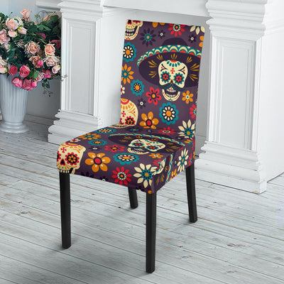 sugar skull Maxican Pattern Dining Chair Slipcover-JORJUNE.COM