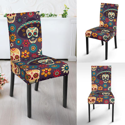 sugar skull Maxican Pattern Dining Chair Slipcover-JORJUNE.COM