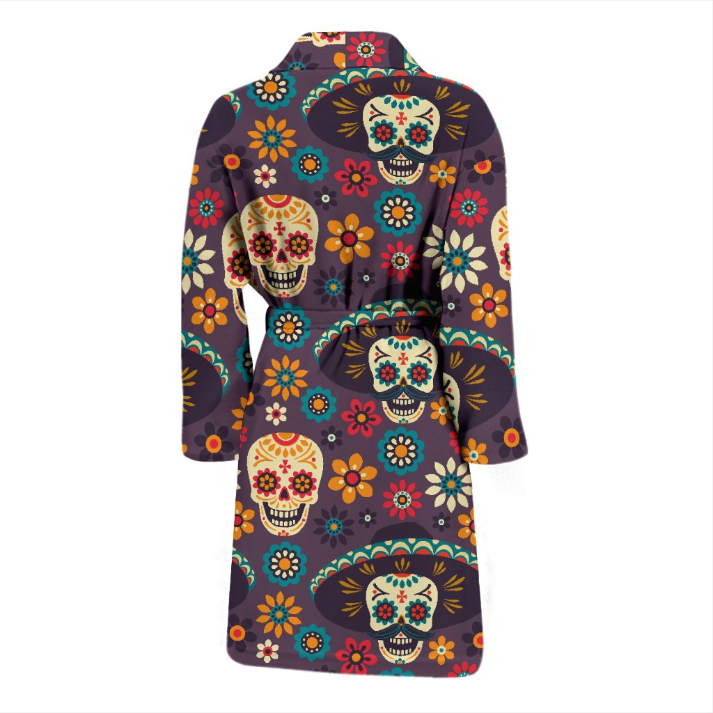 Sugar Skull Maxican Pattern Men Bath Robe