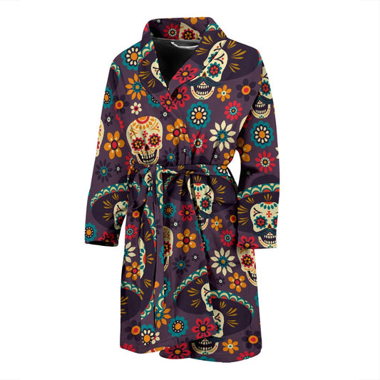 Sugar Skull Maxican Pattern Men Bath Robe
