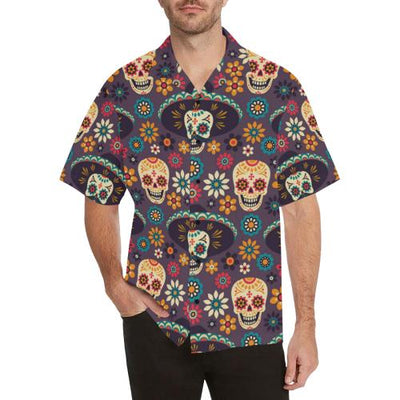 sugar skull Maxican Pattern Men Hawaiian Shirt