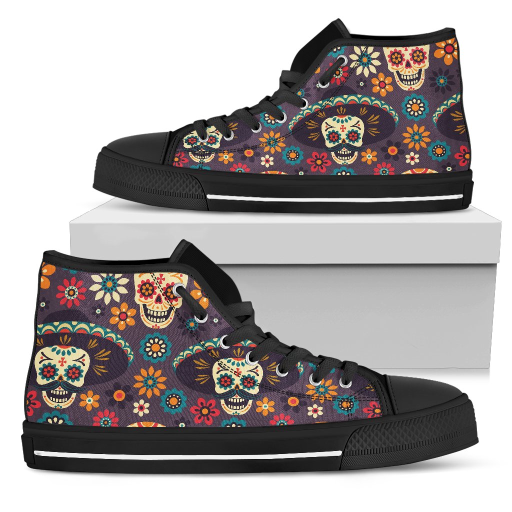 sugar skull Maxican Pattern Men High Top Shoes