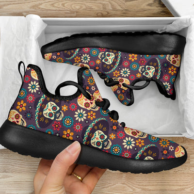 sugar skull Maxican Pattern Mesh Knit Sneakers Shoes