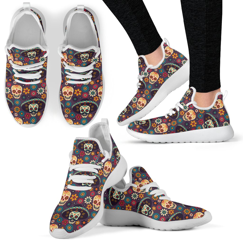 sugar skull Maxican Pattern Mesh Knit Sneakers Shoes