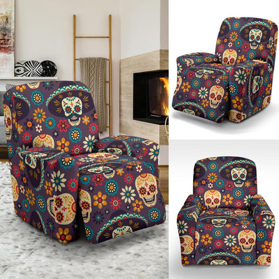 sugar skull Maxican Pattern Recliner Slipcover-JORJUNE.COM