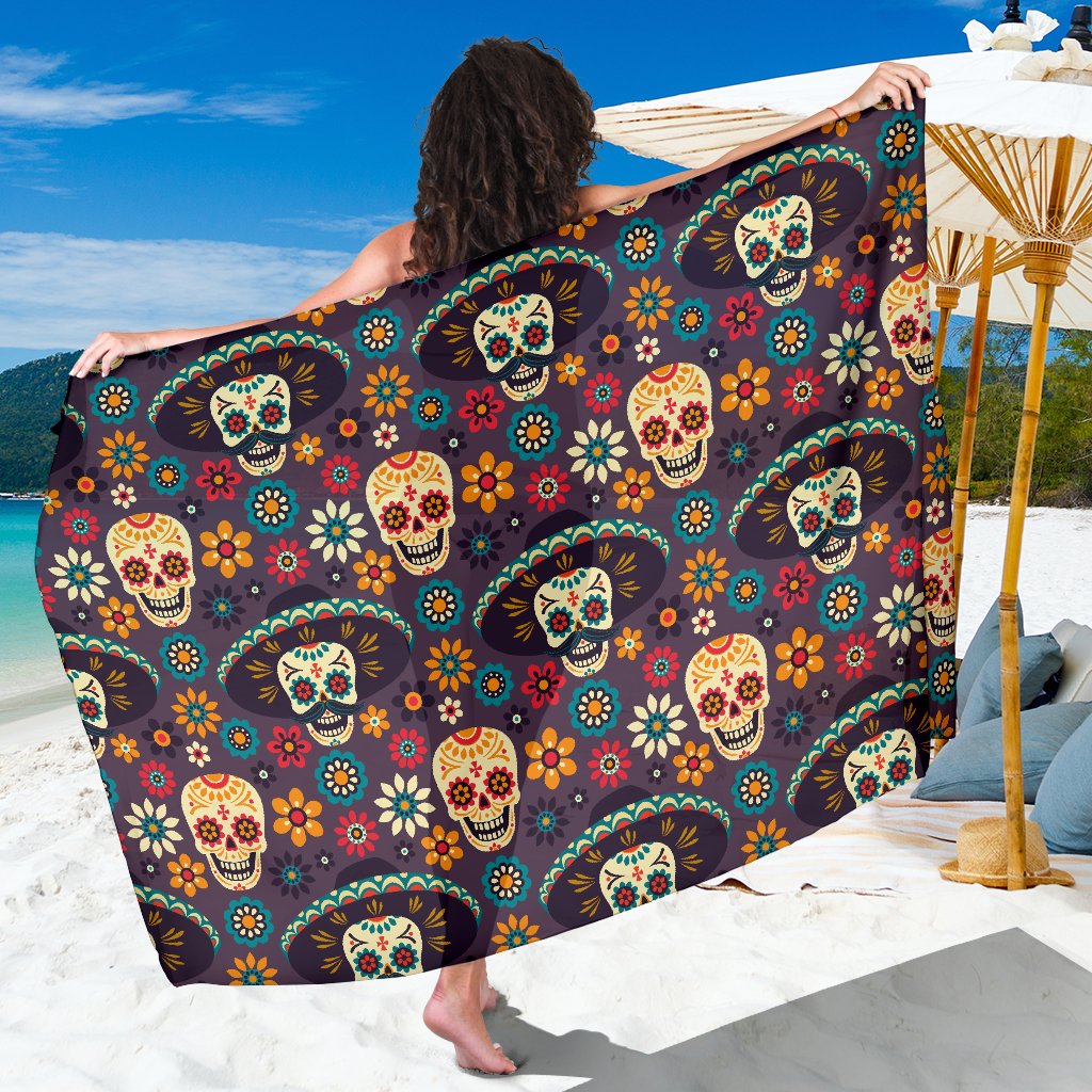 Sugar Skull Maxican Pattern Sarong Pareo Wrap