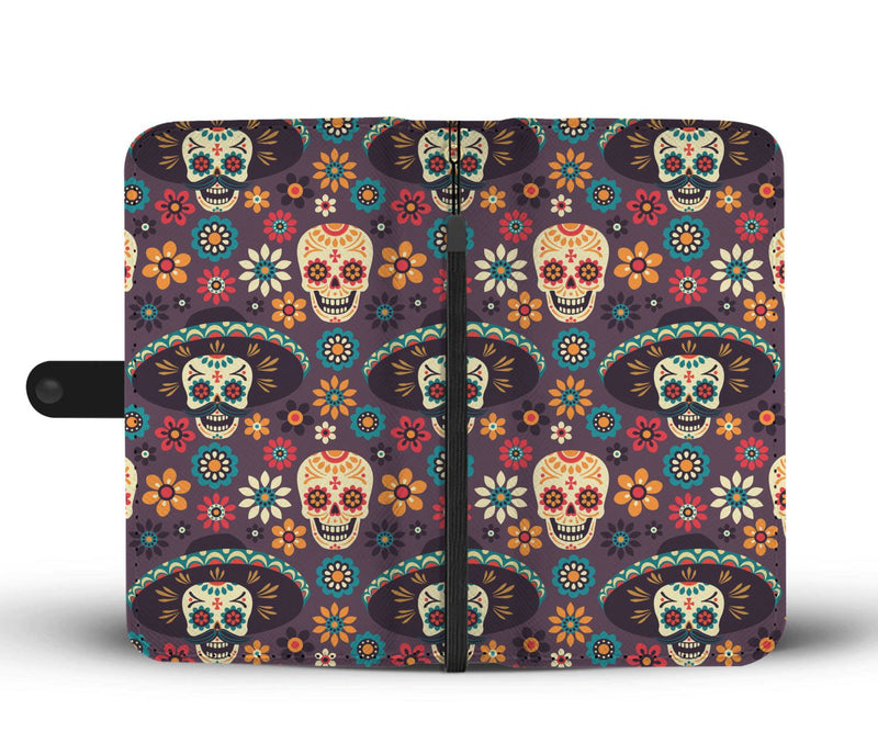 Sugar Skull Maxican Pattern Wallet Phone Case