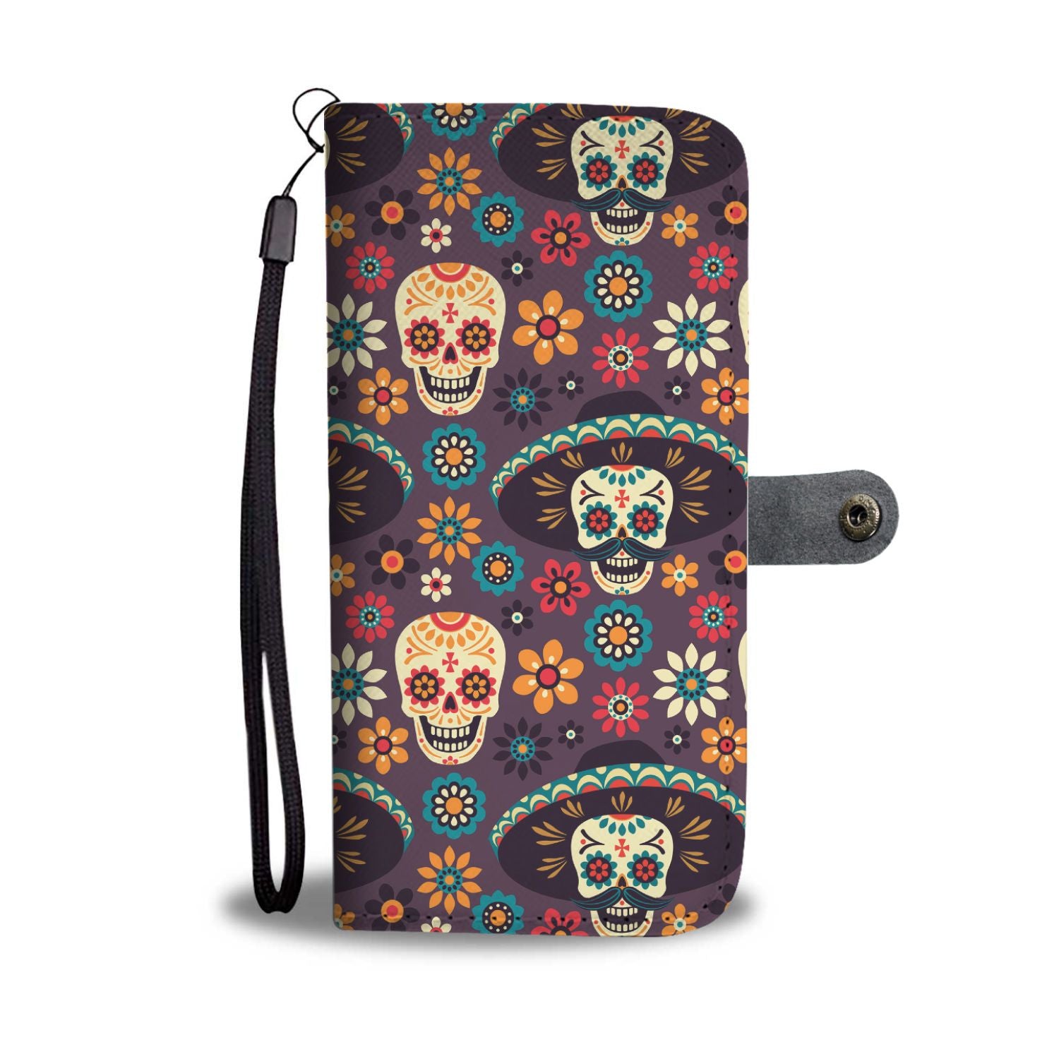 Sugar Skull Maxican Pattern Wallet Phone Case