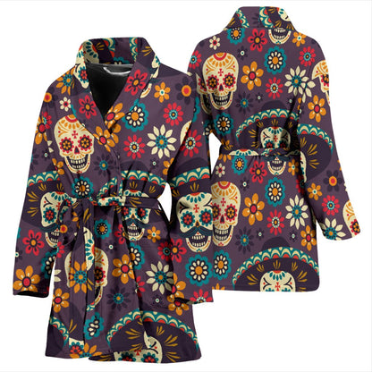 sugar skull Maxican Pattern Women Bath Robe