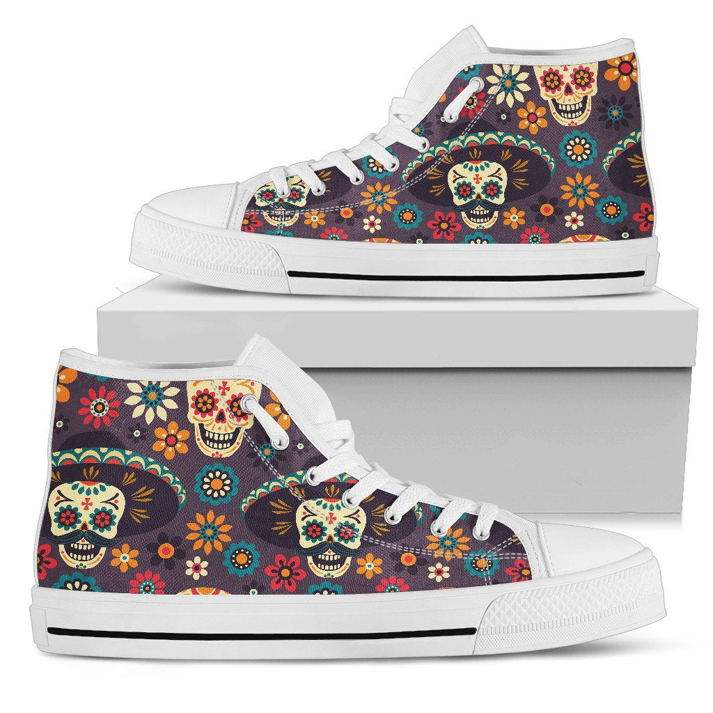 Sugar Skull Maxican Pattern Women High Top Shoes