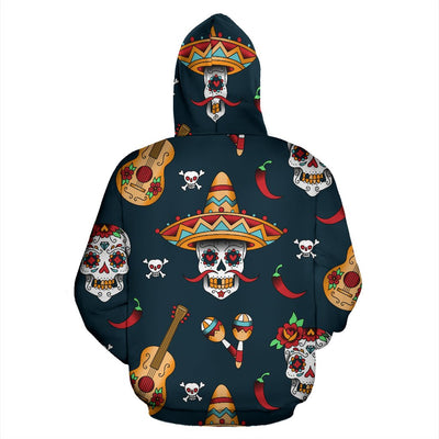 sugar skull Mexican All Over Zip Up Hoodie