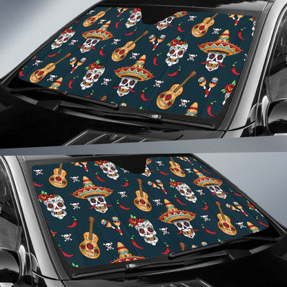Sugar Skull Mexican Car Sun Shade-JorJune
