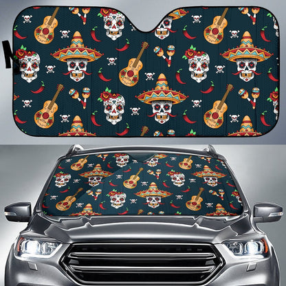 Sugar Skull Mexican Car Sun Shade-JorJune