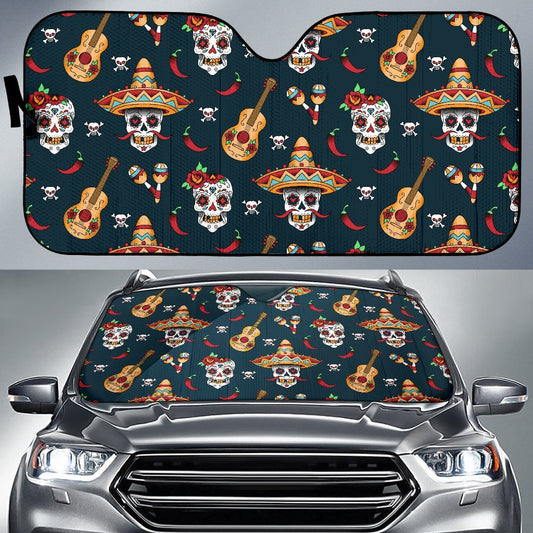 Sugar Skull Mexican Car Sun Shade-JorJune