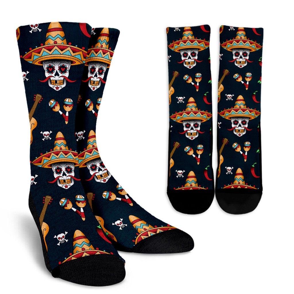 sugar skull Mexican Crew Socks