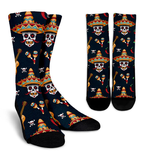 sugar skull Mexican Crew Socks