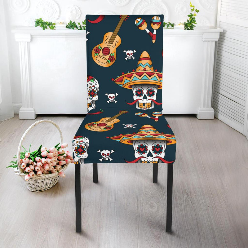 sugar skull Mexican Dining Chair Slipcover-JORJUNE.COM